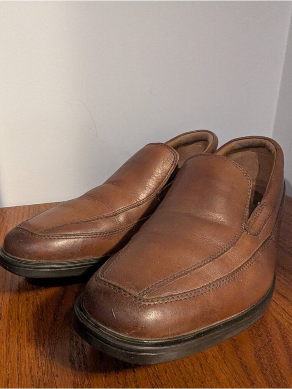 Clarks Men's  Loafer Shoes Tilden Free Cognac Leather Slip On Ortholite Size 7 - Picture 11 of 12